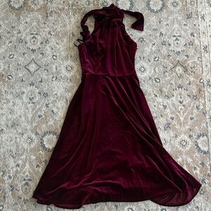 Black Halo Deep Red Velvet Midi Dress